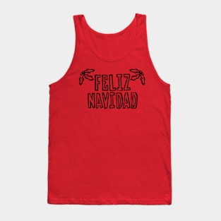 Feliz Navidad with Holly (Black Ink Version) Tank Top